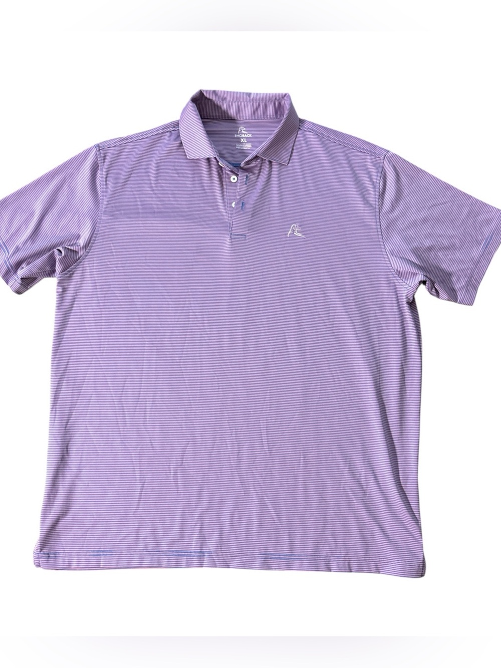 Rhoback Micro Stripe Performance Polo Shirt Pink Blue XL